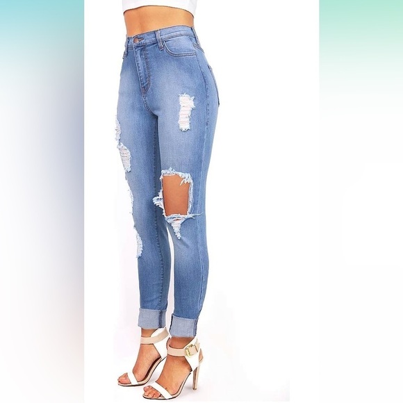 Vibrant High waisted distressed denim jeans size 5 M.I.U - Picture 2 of 11